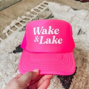 Neon Pink Wake Lake trucker hat brand new